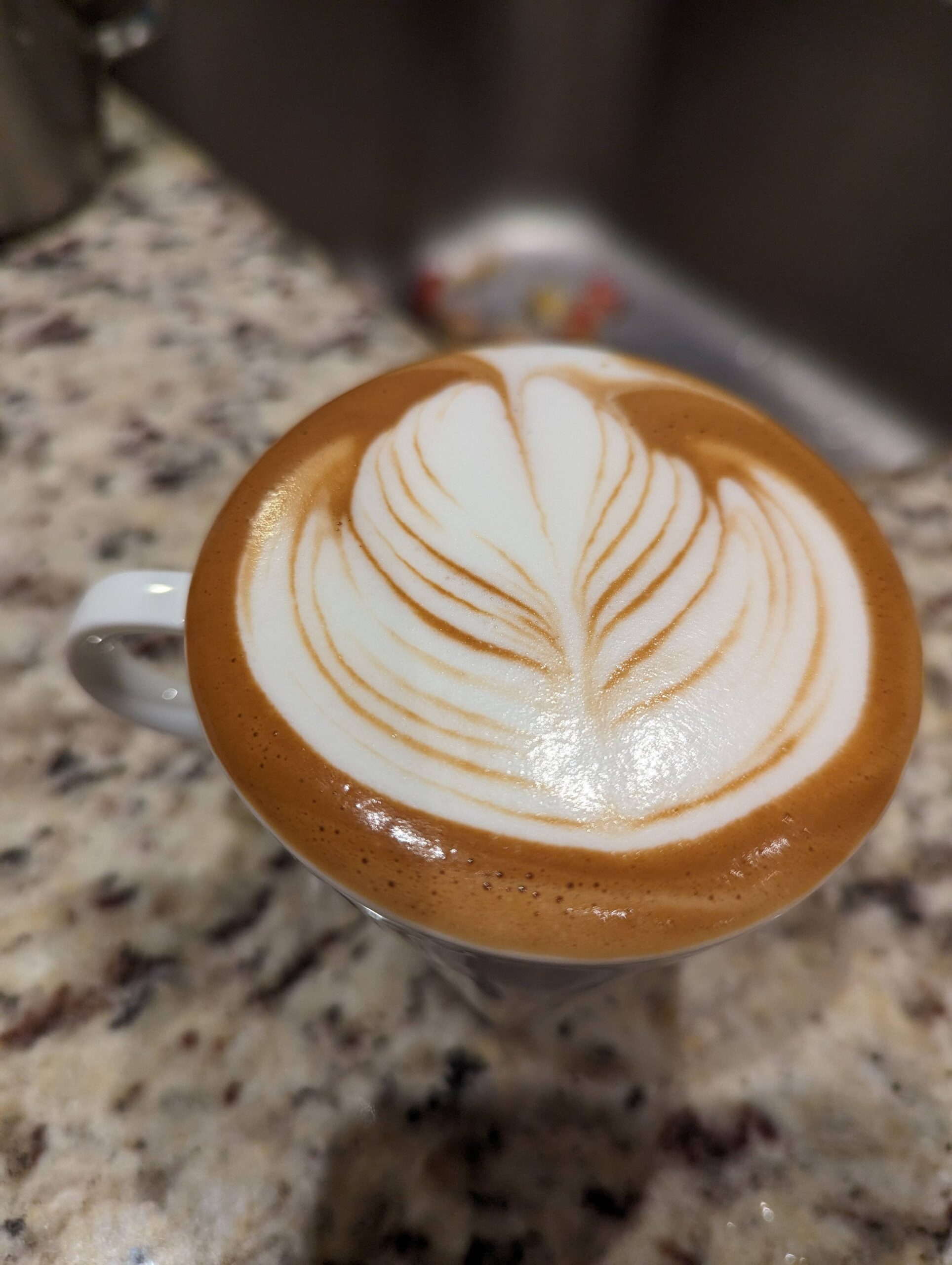 Some latte art practice, done on a Breville Barista Express Dining