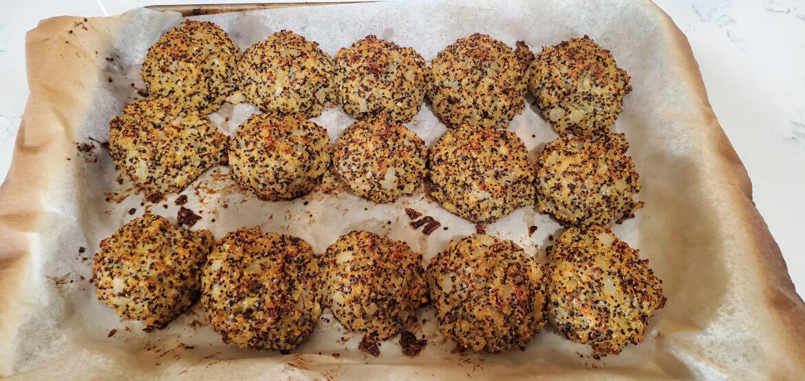 Quinoa "Meatballs" served as part of a Quinoa Albondigas Dish