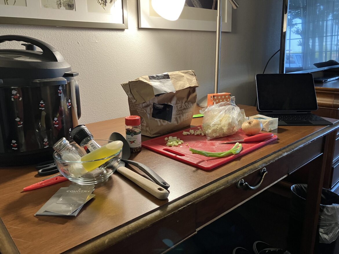 On a road trip, so I'm making tonight's HotelloFresh curry using my Instant Pot!