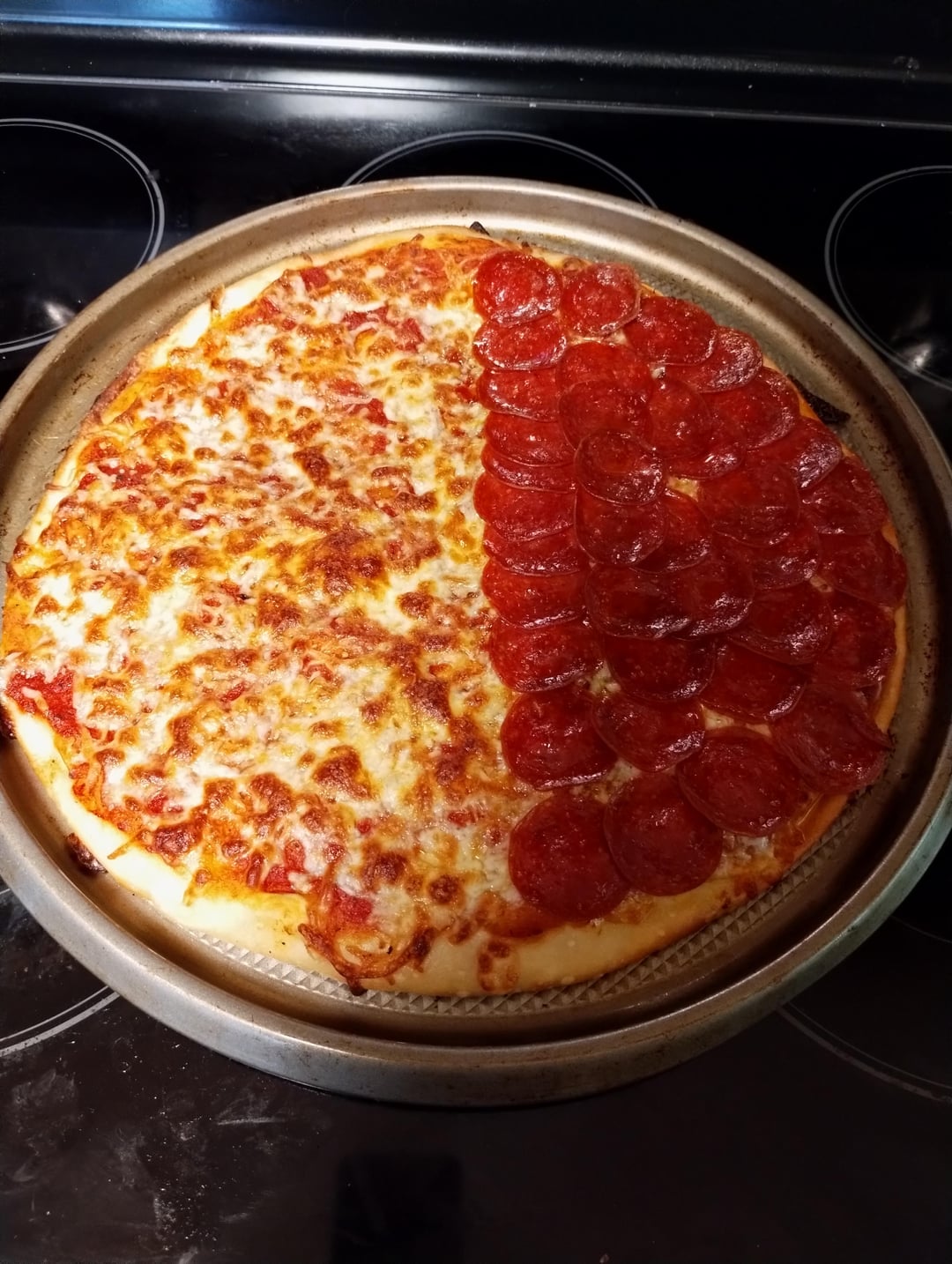 New York style steel pan pizza baked at 550 in home oven Dining and