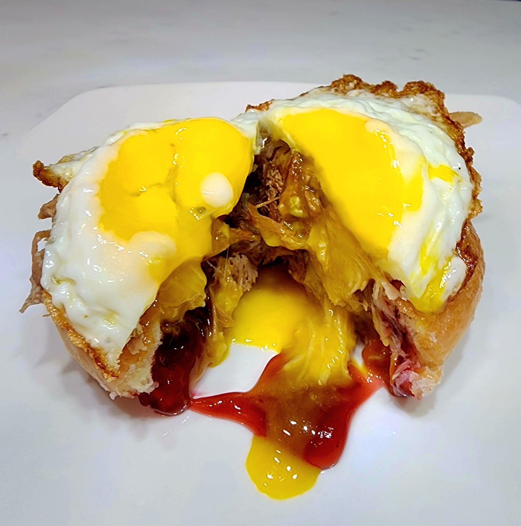 Krispy Kreme Jelly Doughnut, Pulled Pork, Egg Dining and Cooking