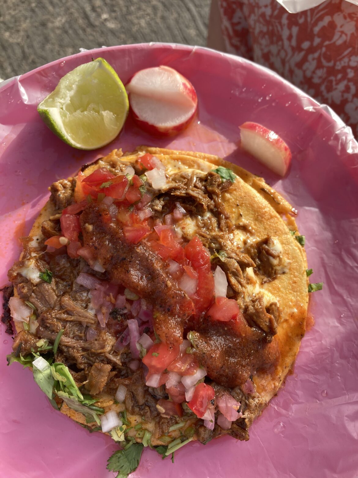 Bistec quesabirria around $1 in playa del carmen, Mexico (served with chicken consome but no photo of that)