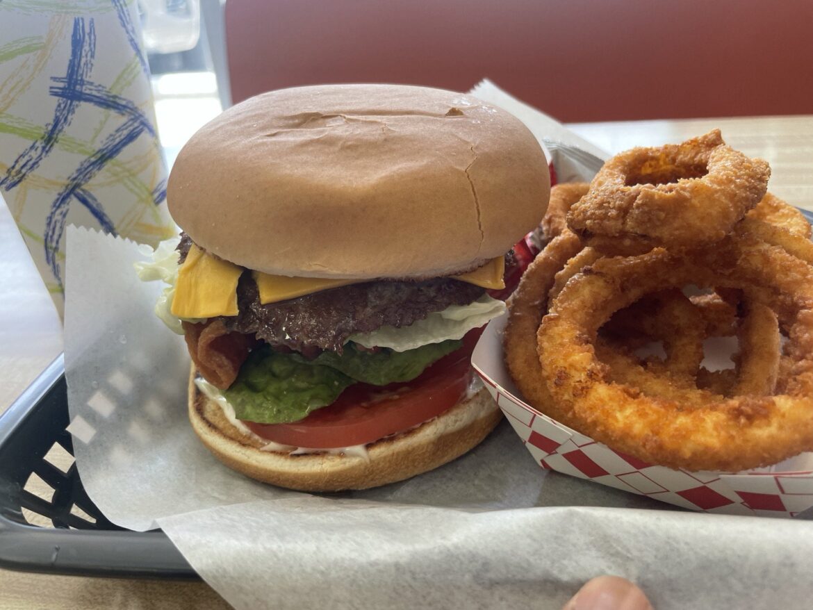 Howard’s Famous Bacon and Avocado Burgers - 1/4 bacon and avo burger with Onion Rings Combo ~ $16.67