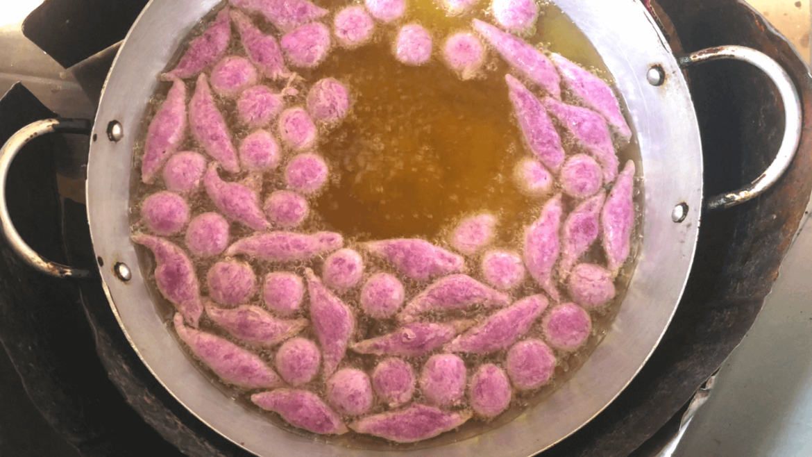 Fried Purple Yam Ball - The First Ever in Saigon