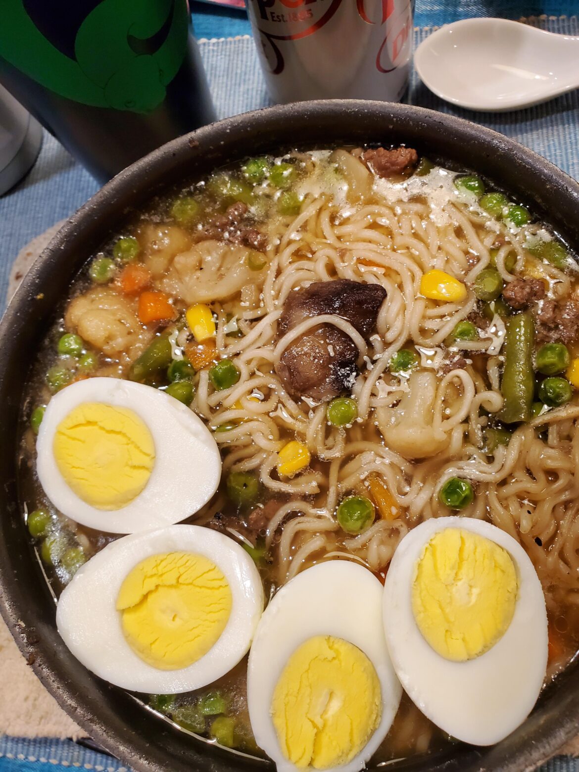Beef Ramen with hard boiled egg