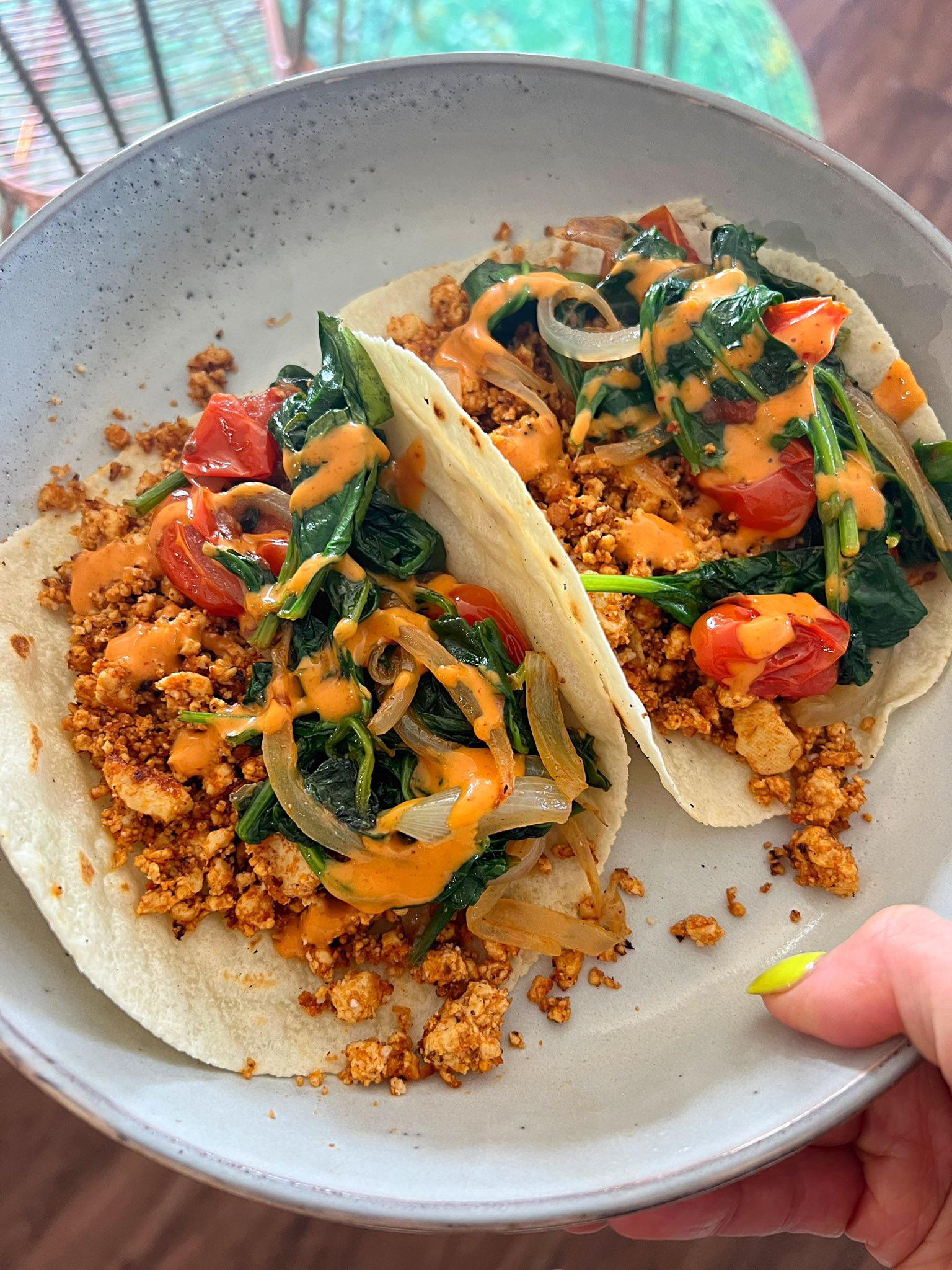i made tofu scramble breakfast tacos! - Dining and Cooking
