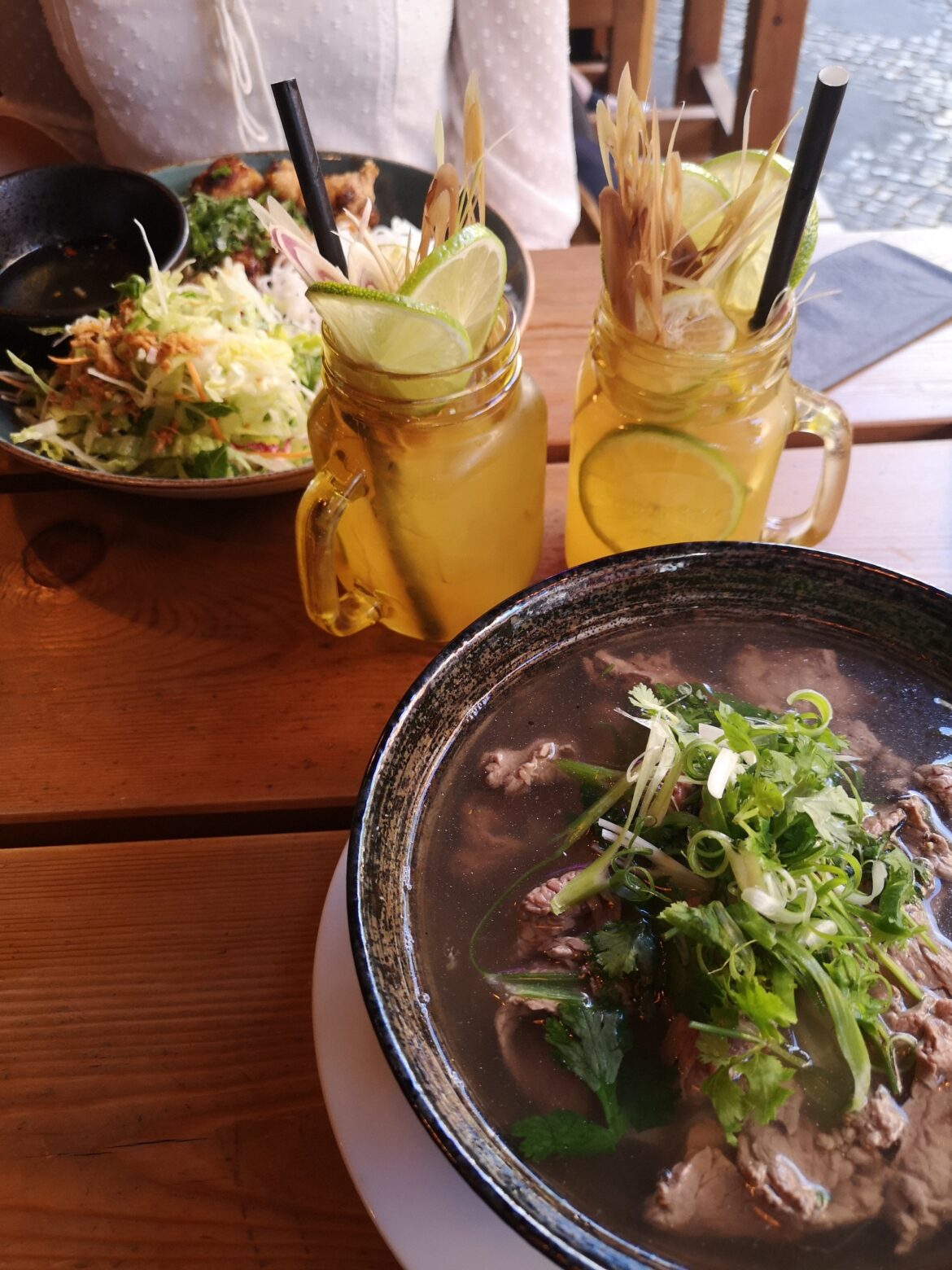 Delicious Pho and lemonade