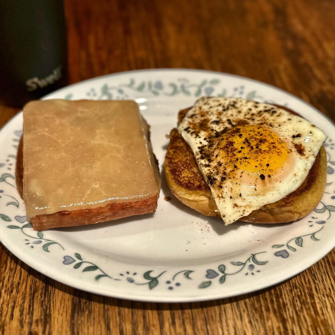 Over Easy with Turkey Spam and White Sharp Cheddar Cheese