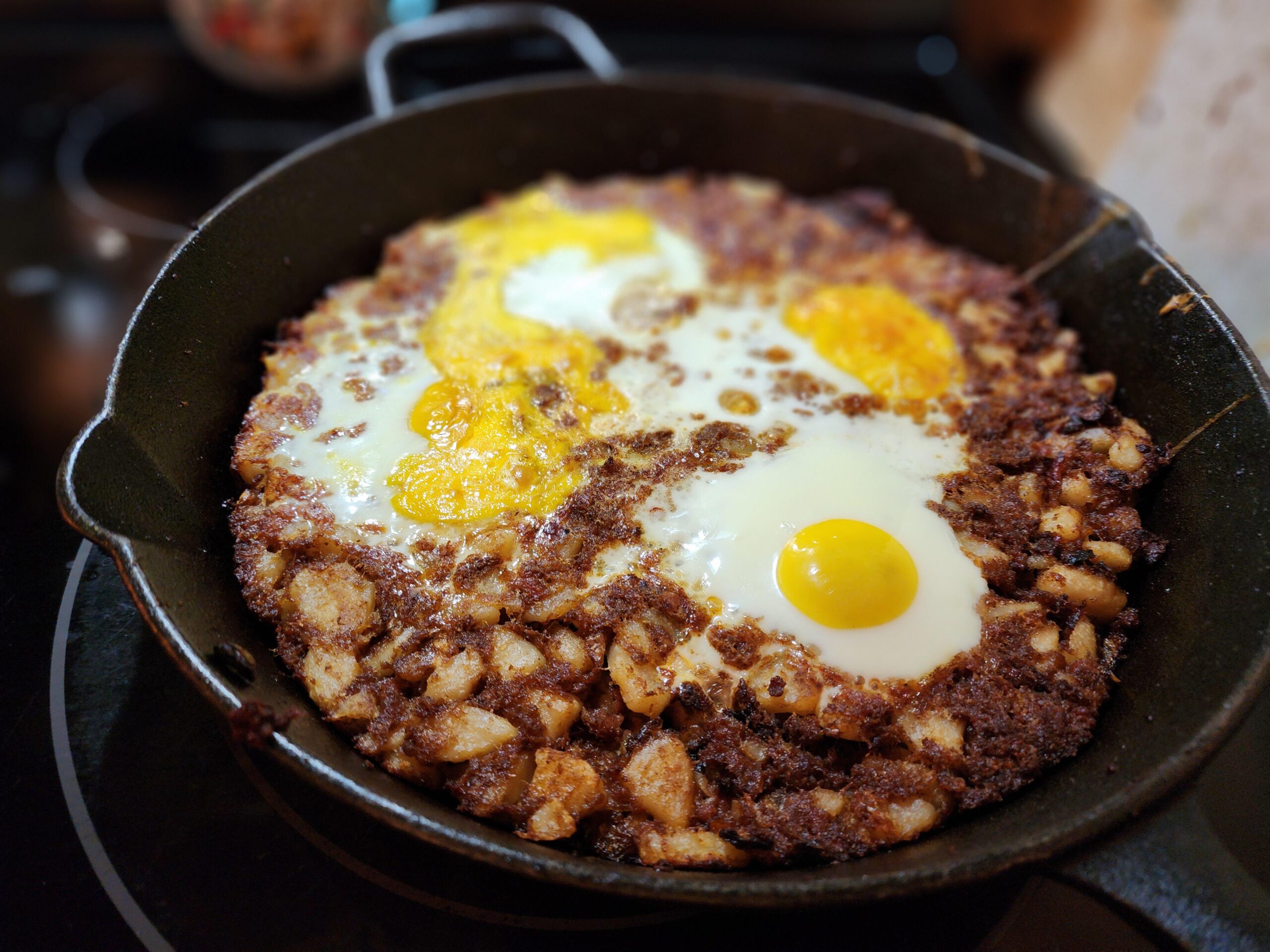 British corned beef hash with an egg on it Dining and Cooking