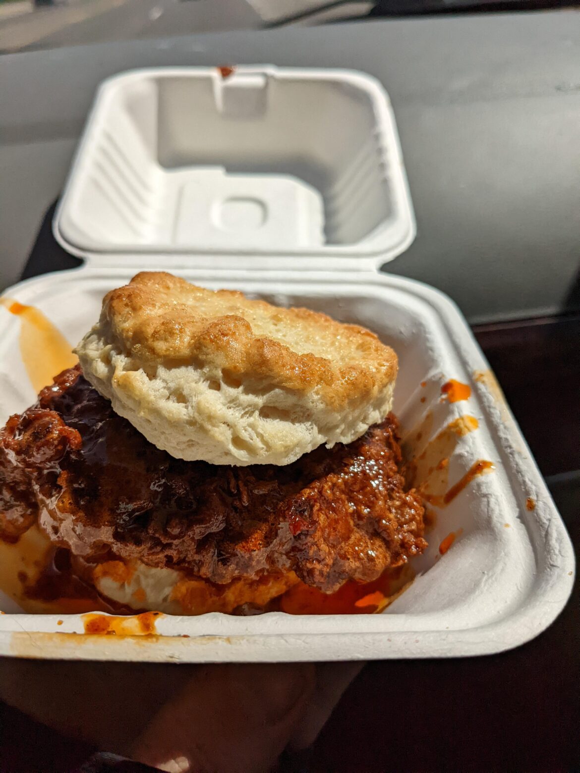 Hot Honey Chicken Biscuit at Iggy's Eggies