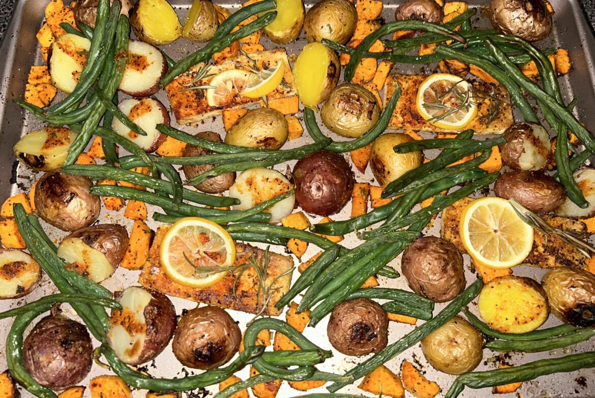 Lemon Rosemary Tofu, Potatoes, Green Beans