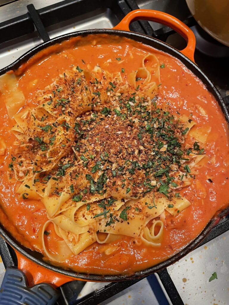 Kenji’s vodka crab chilli pasta!