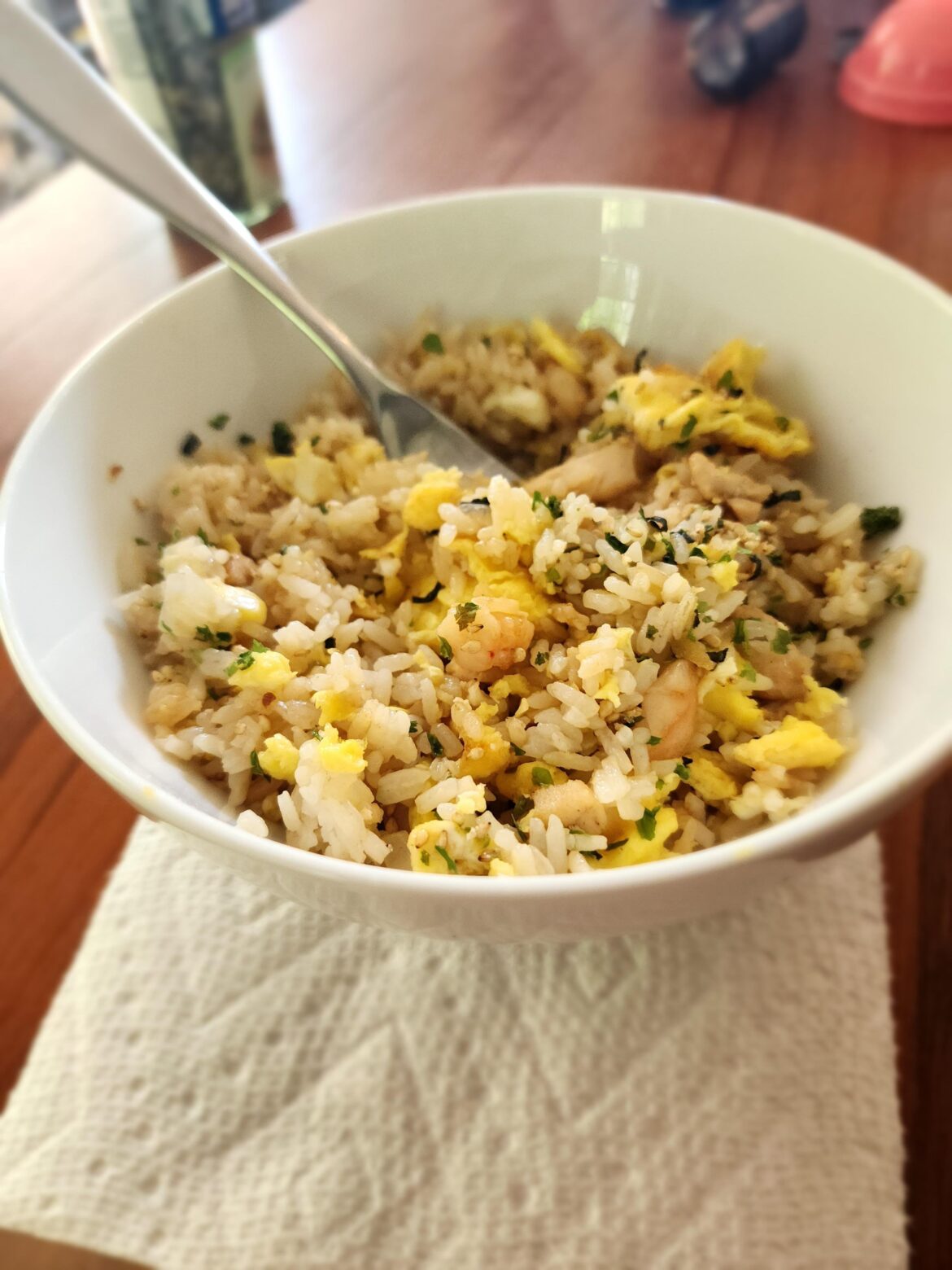 Fried rice with "the mix" from The Wok. Topped with Furikake seasoning.