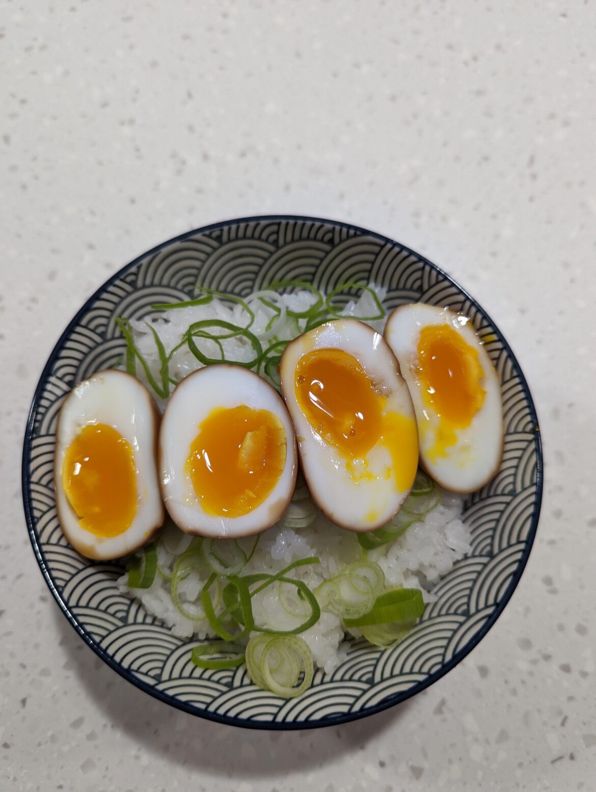 6 minute eggs on rice- simple but tasty