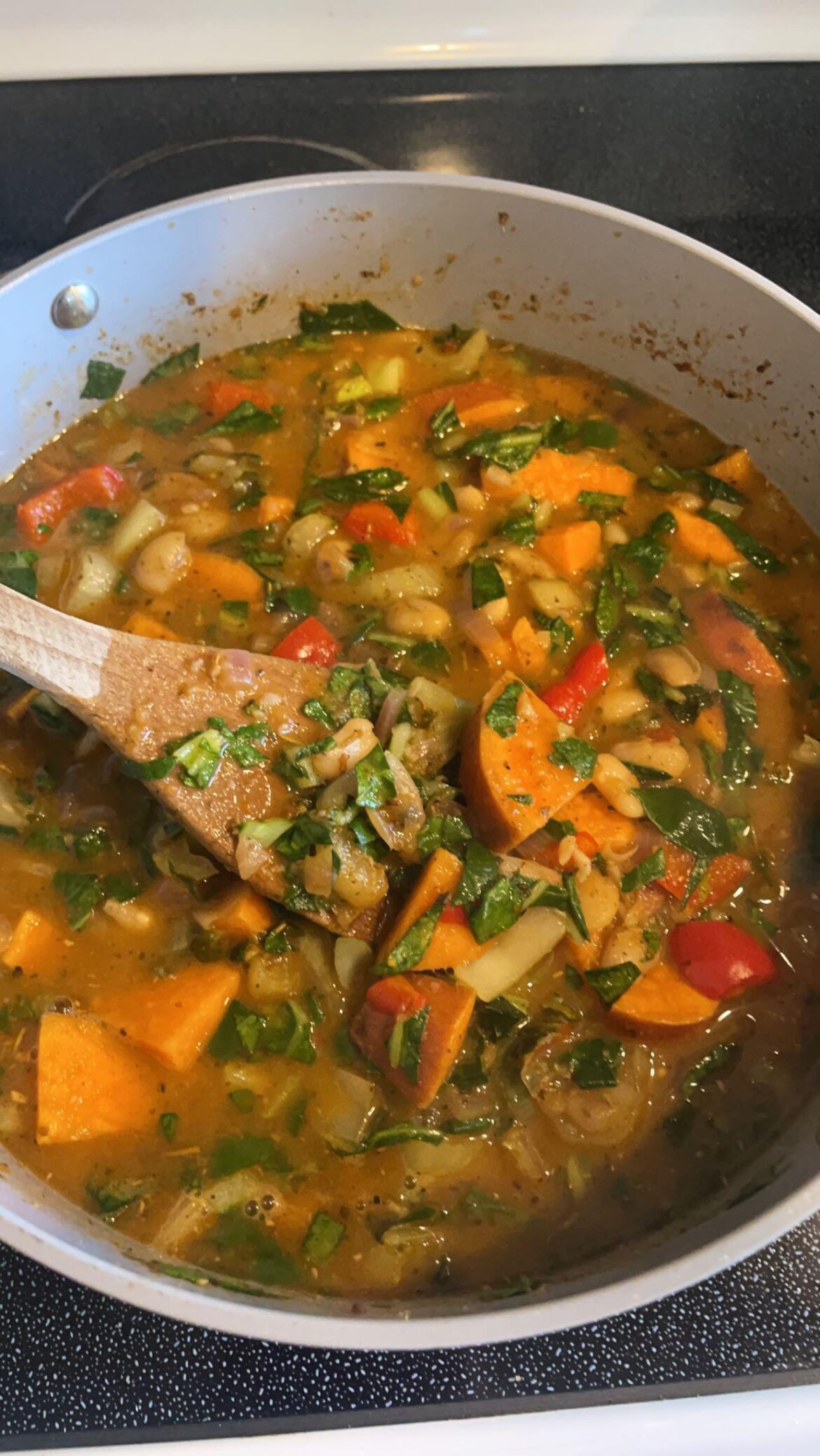 Sweet potato Bok choy soup