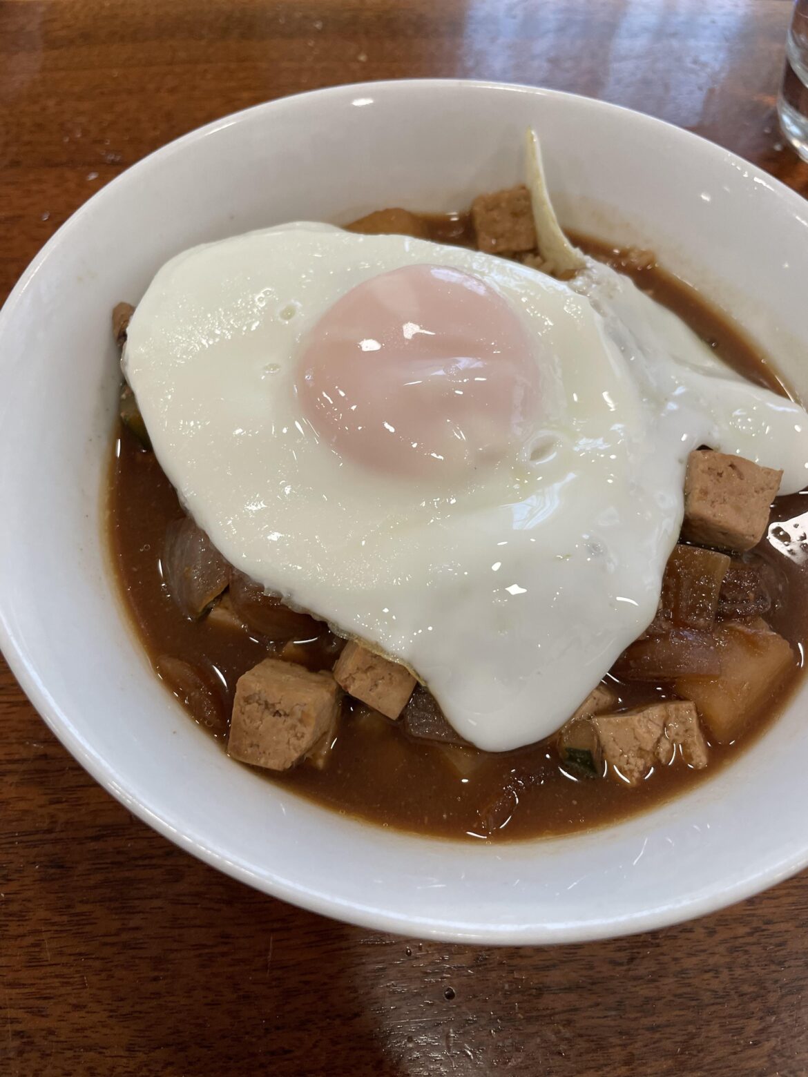 Homemade 된장찌개 with basted egg. Sacrilege, I know.