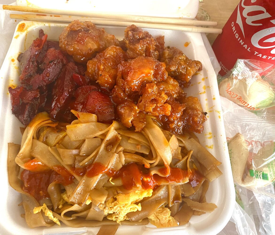 Combo A (BBQ Pork, Orange Chicken and Chow Fun)