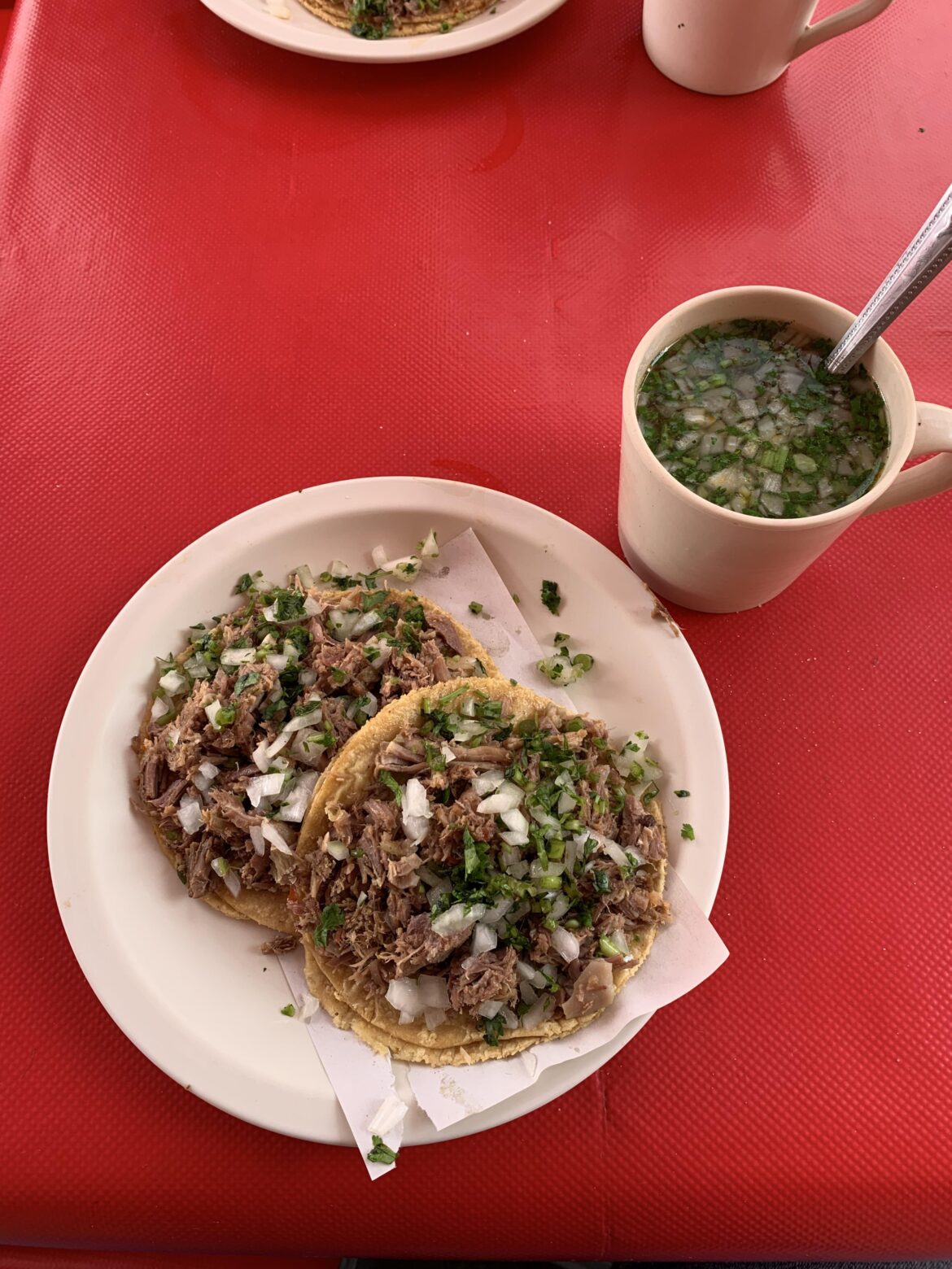 Consomé and Tacos de Birria, these were fire in Mexico City, Mexico.