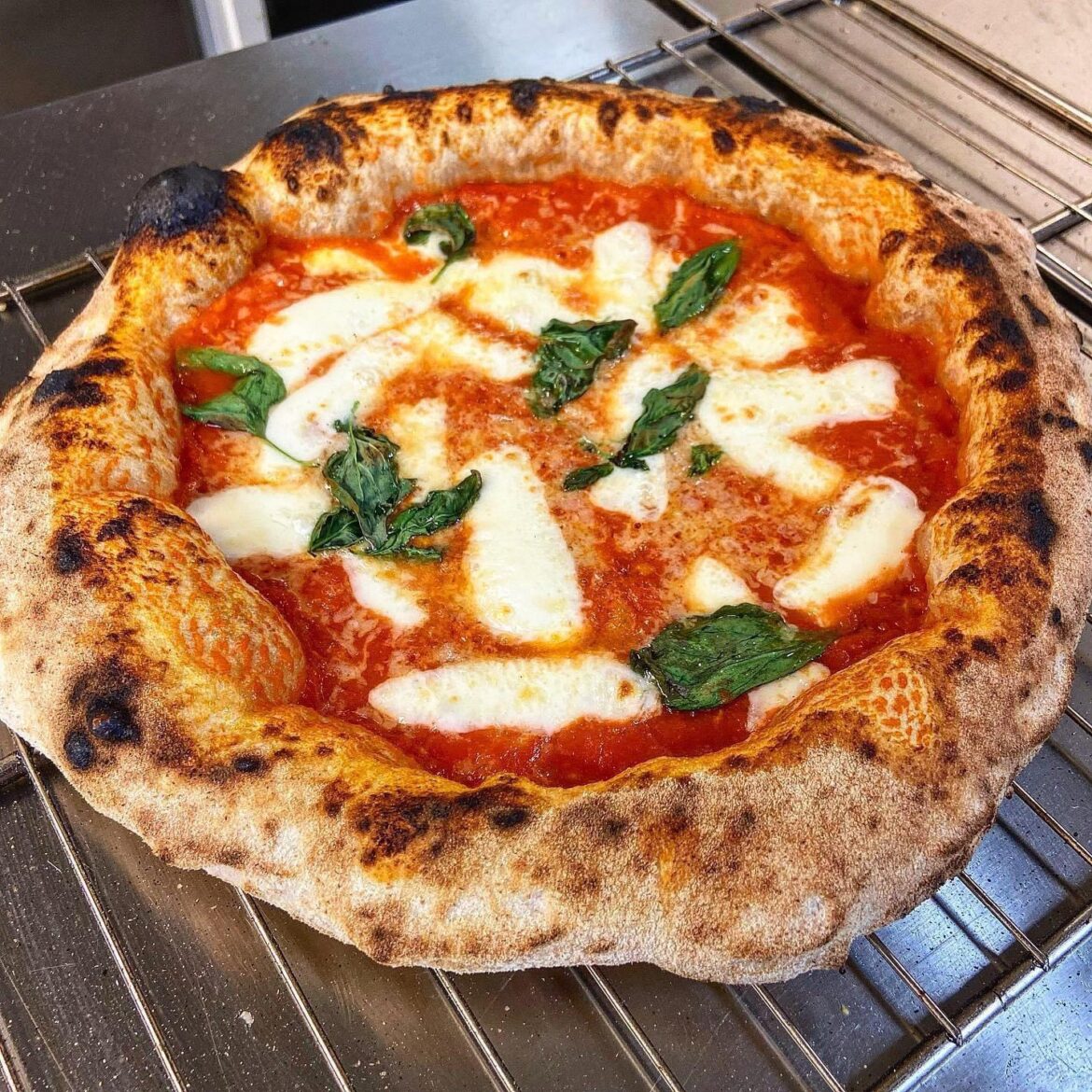 Pizza Margherita fresh from the oven!