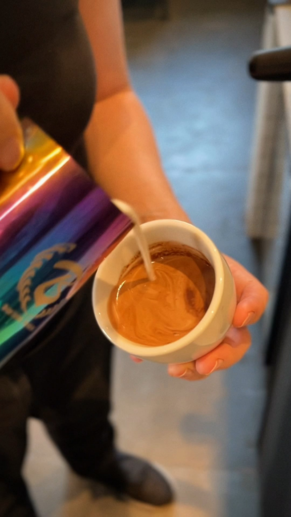 Hot chocolate+cocoa powder latte art