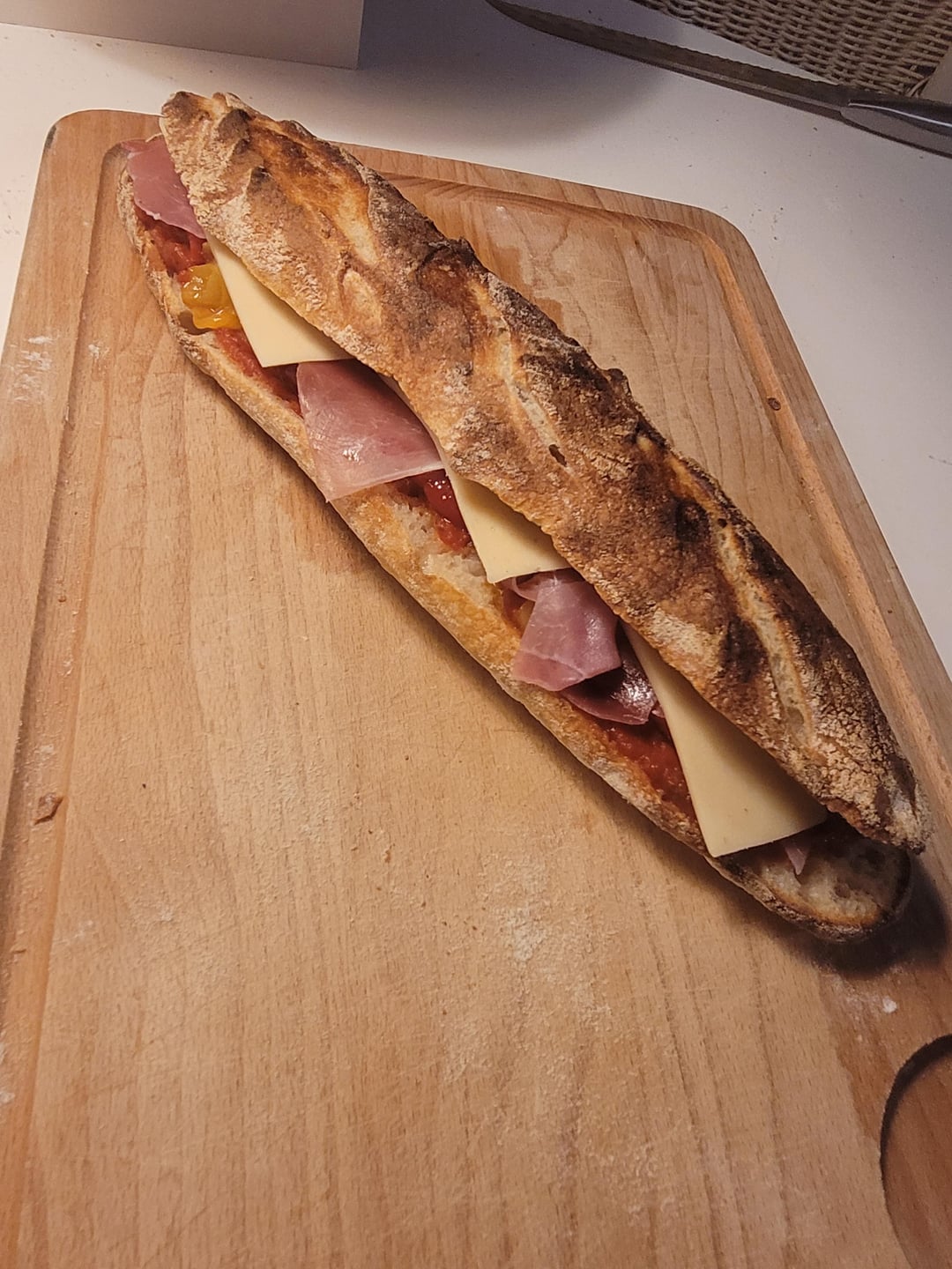 Sourdough baguettes ! With my favorite sandwich (Aoste ham, cheese