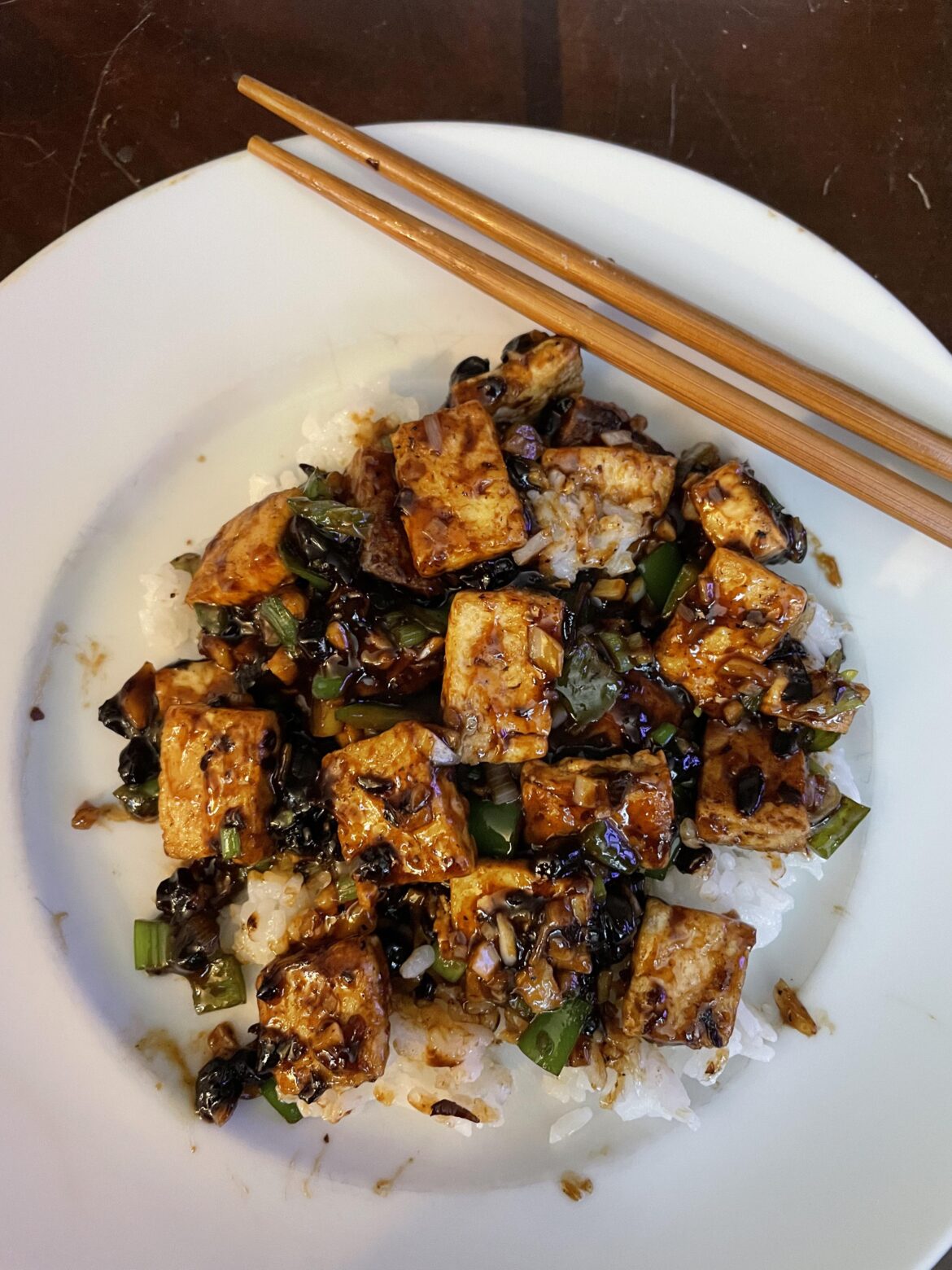 Panfried Tofu with Garlic and Black Bean Sauce from “The Wok”