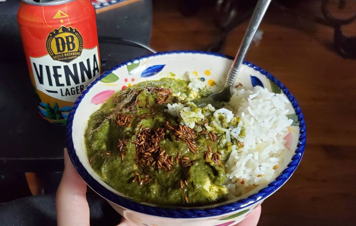 Saag Feta and a fine VA ale.