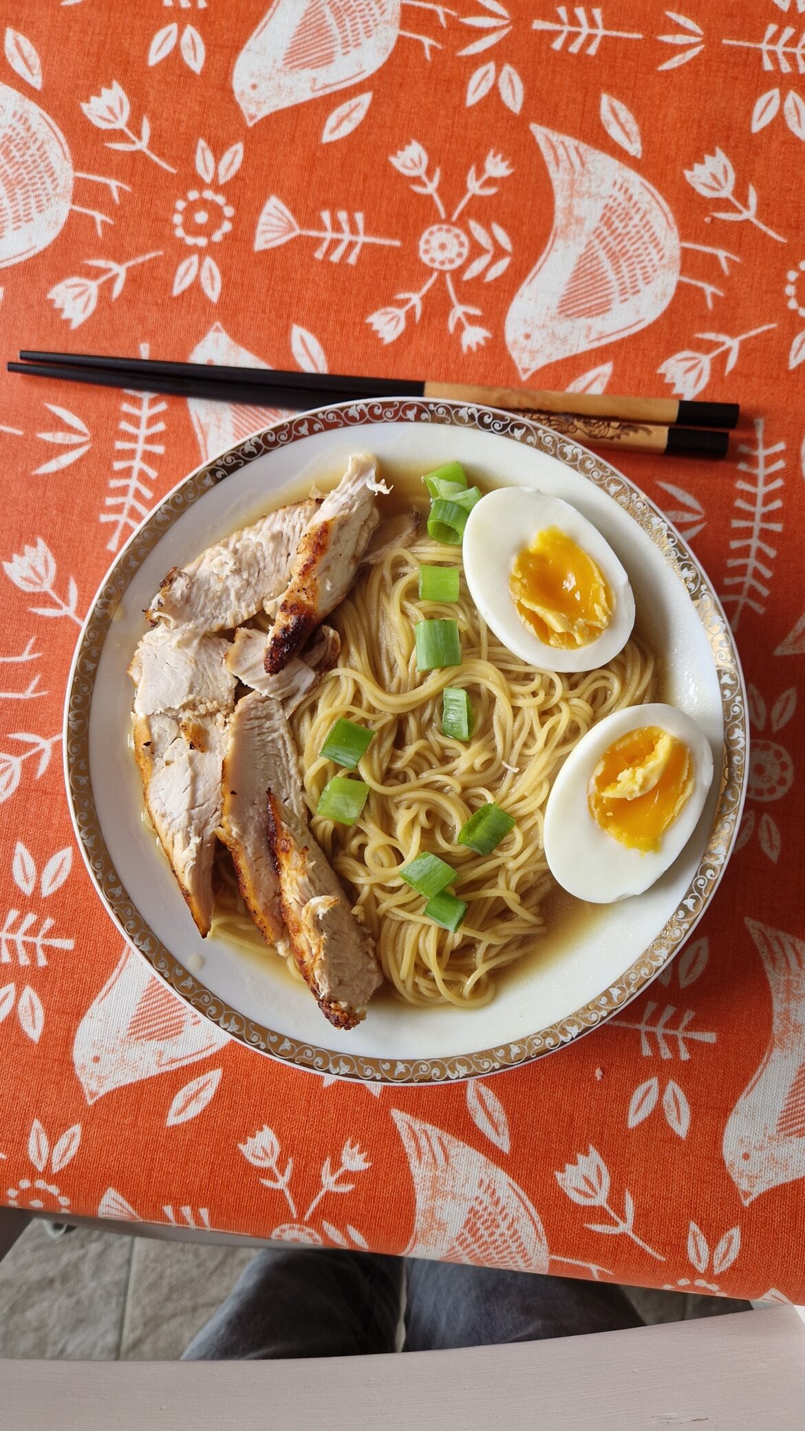 Golden Chicken Ramen and soft boiled eggs.