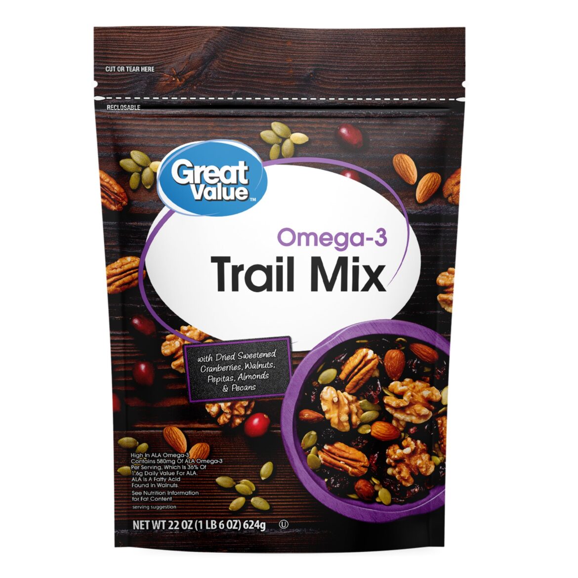 Looking for the share of ingredients: Great Value Omega-3 Trail Mix Looking for the share of ingredients: Great Value Omega-3 Trail Mix