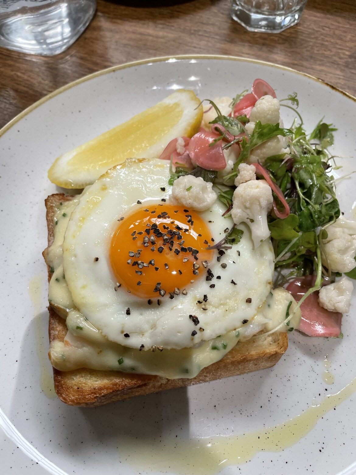 Sunny side up on prawn toast
