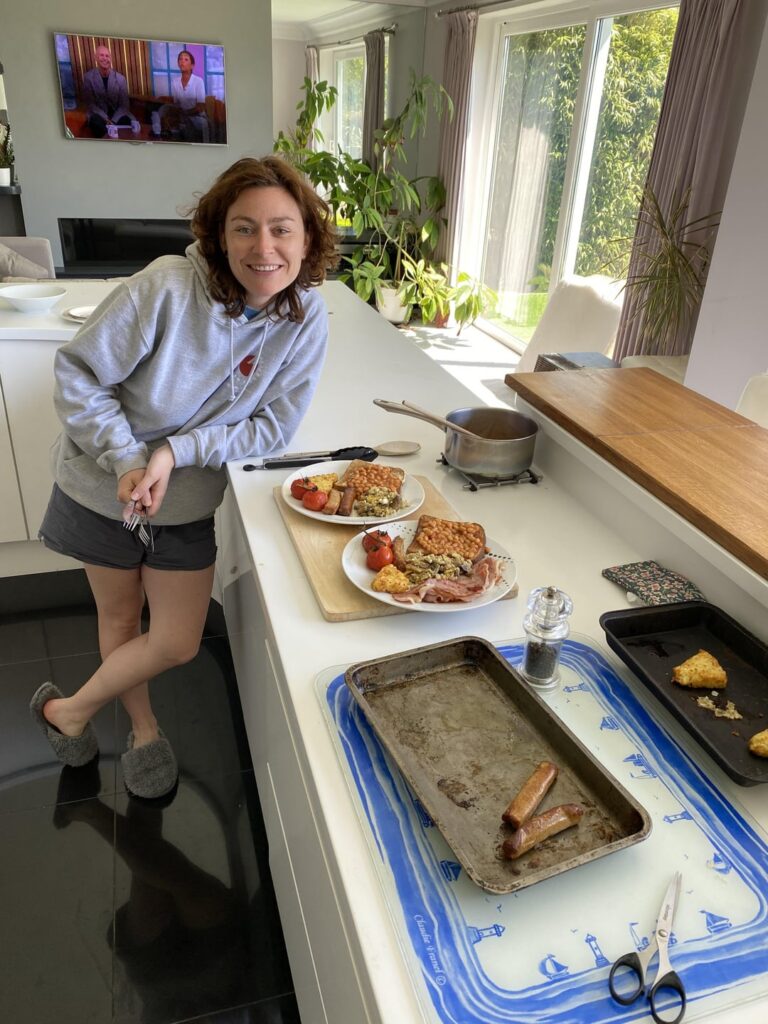 Home made veggie (& some bacon) fry. No black pudding.