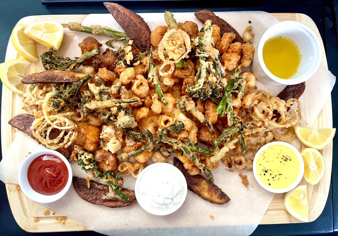 Fritto misto! (With burned potato wedges)
