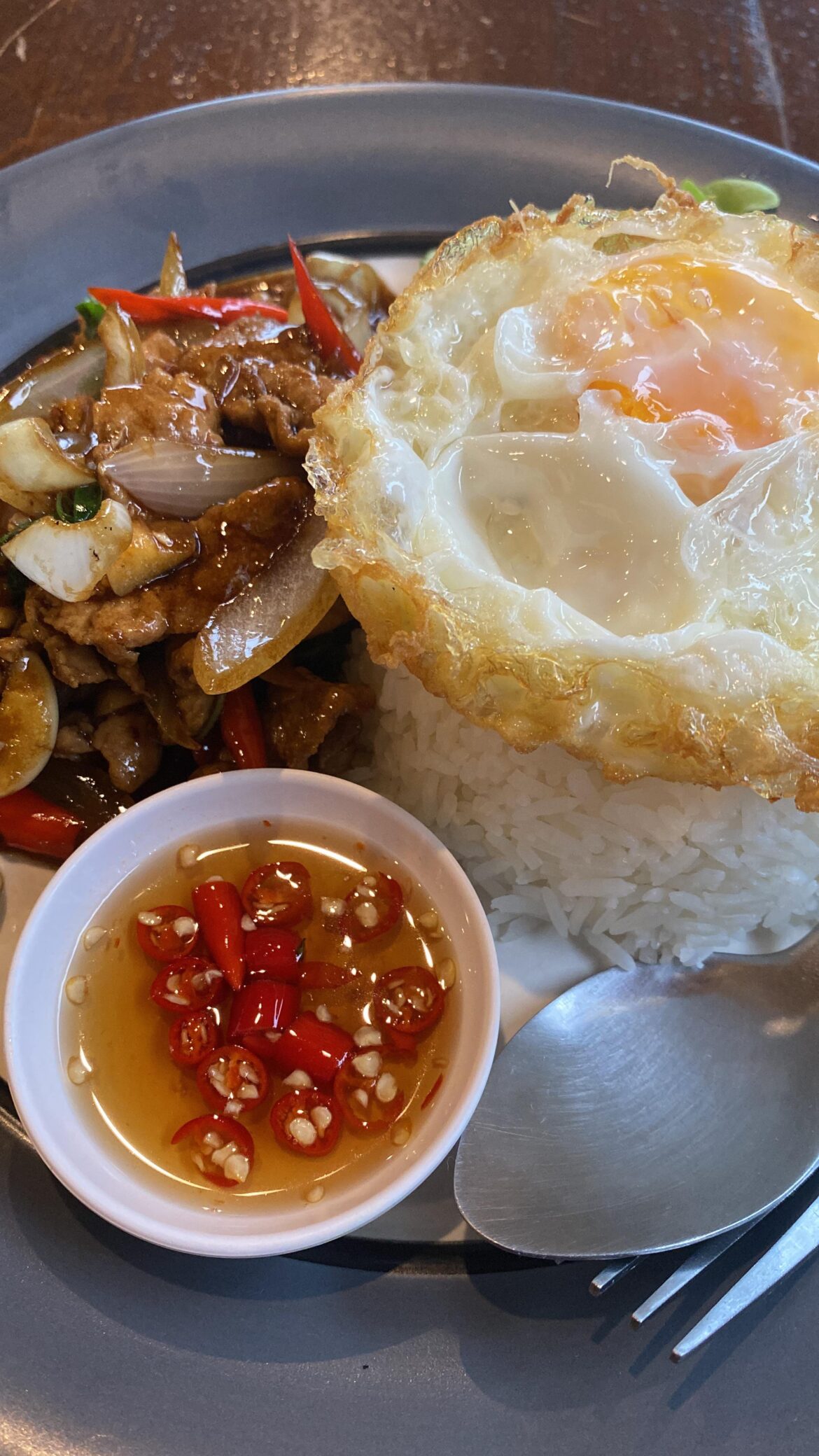 Can’t beat an egg with my Thai dinner