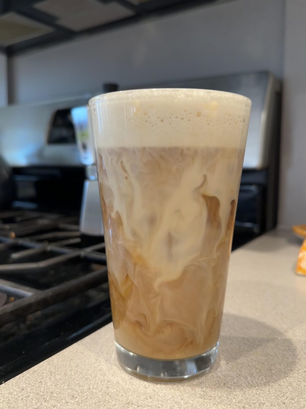 Triple shot iced moka oat milk latte