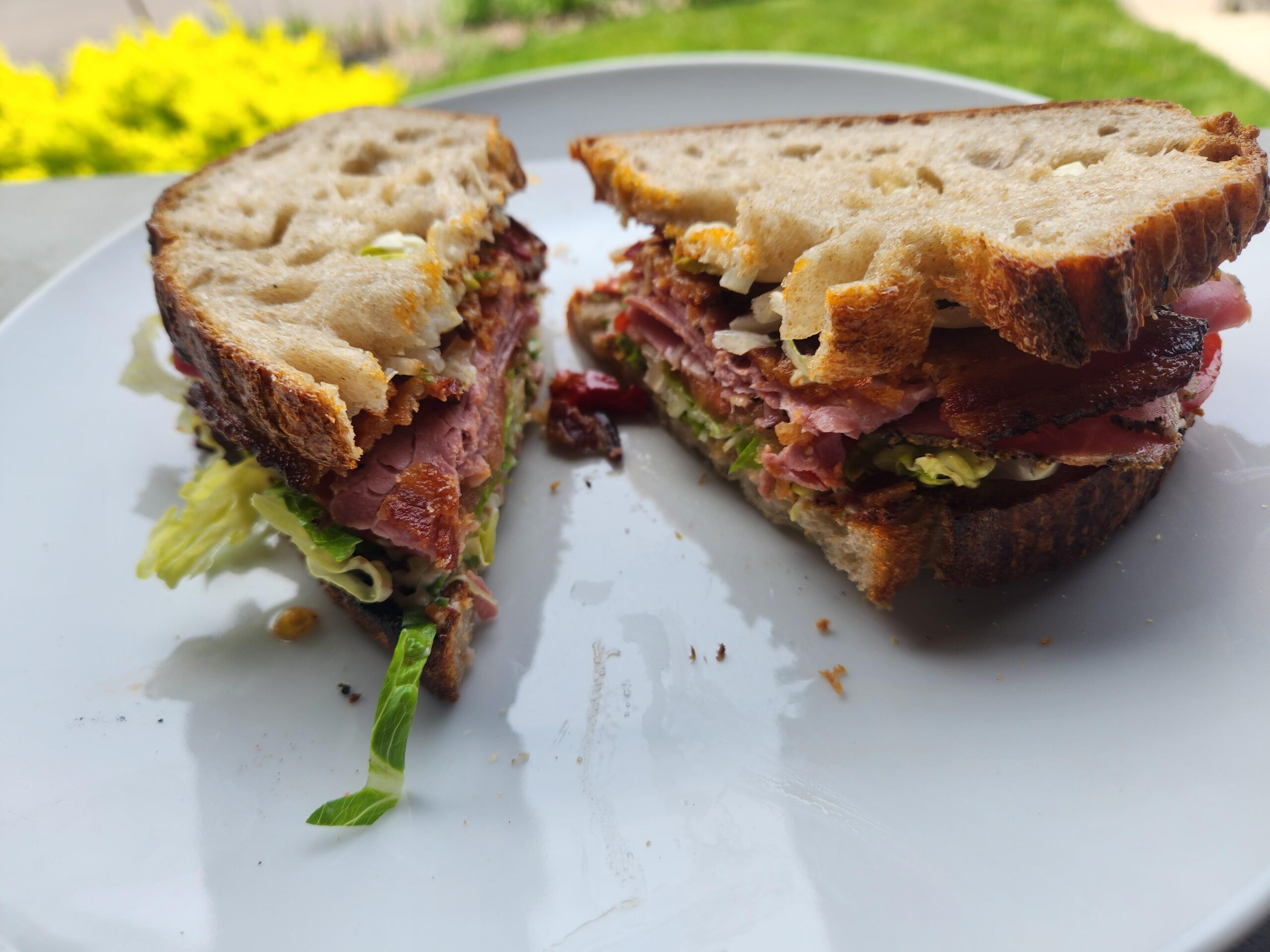 Bacon and Pastrami on Lightly Toasted Sourdough Dining and Cooking