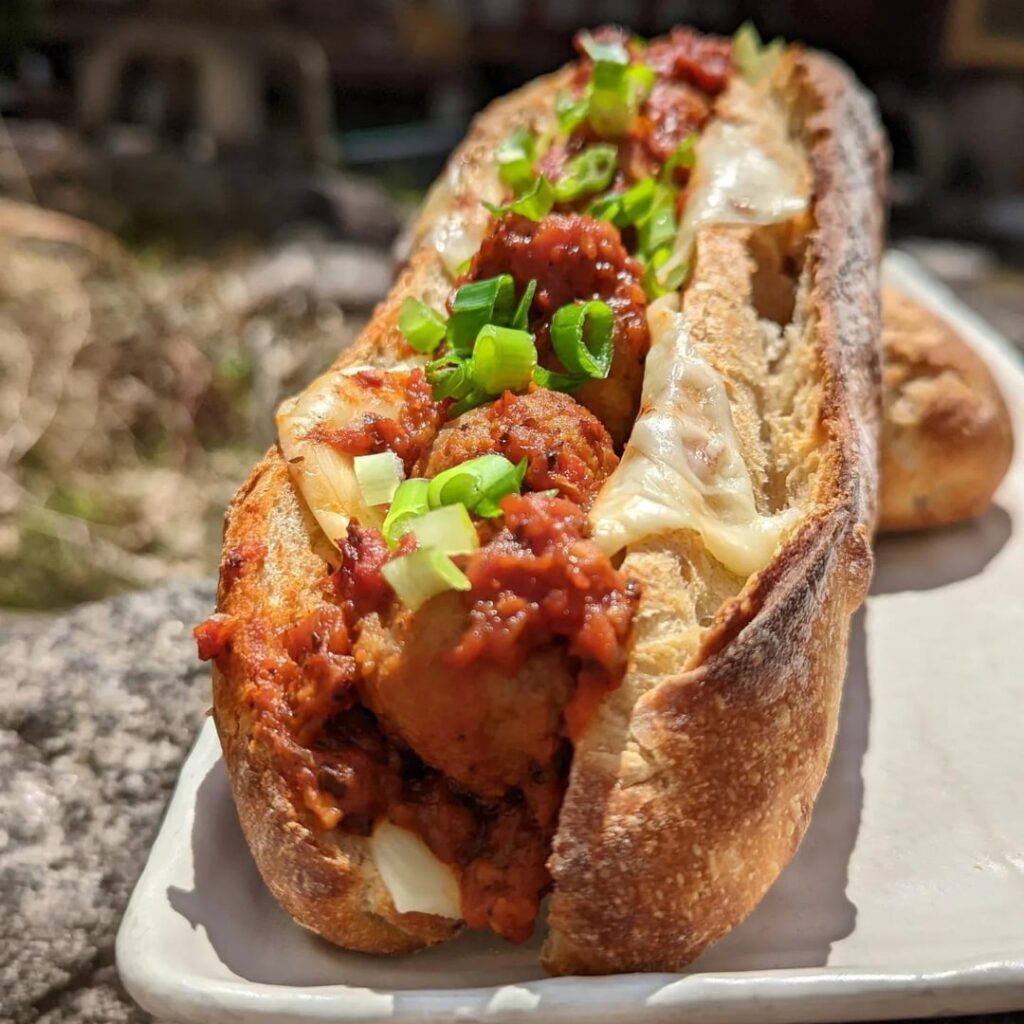 [Homemade] Meatball Sub on sourdough baguette