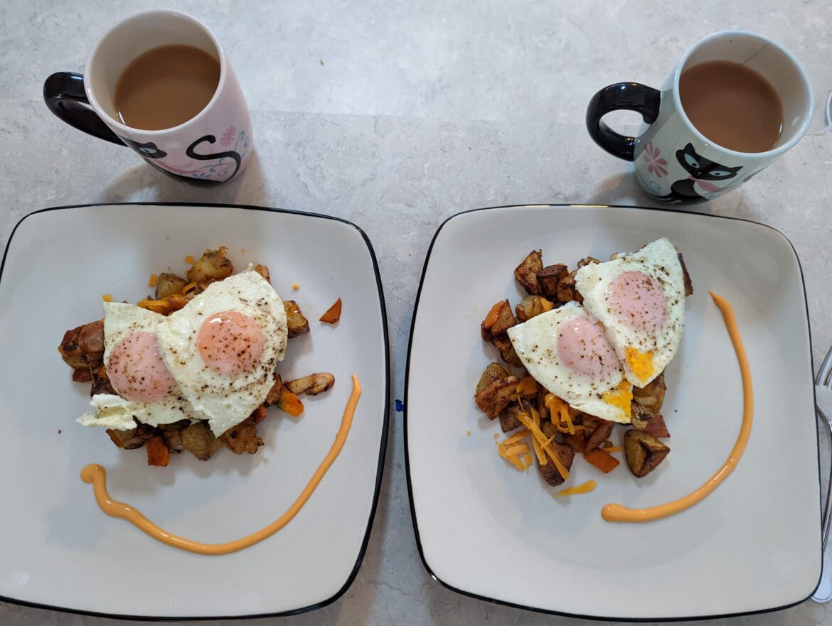 Smiling hash for brekky