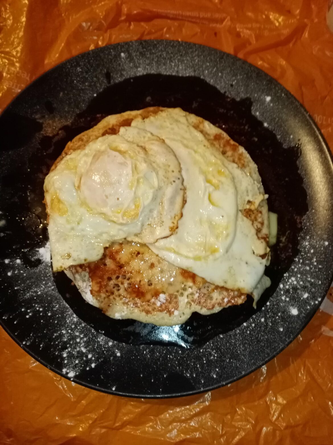 Wanted pancakes, but craved an egg, or two, or three.