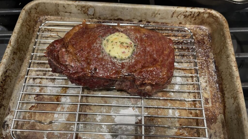 This steak was $10 at Harris Teeter - had great marbling.