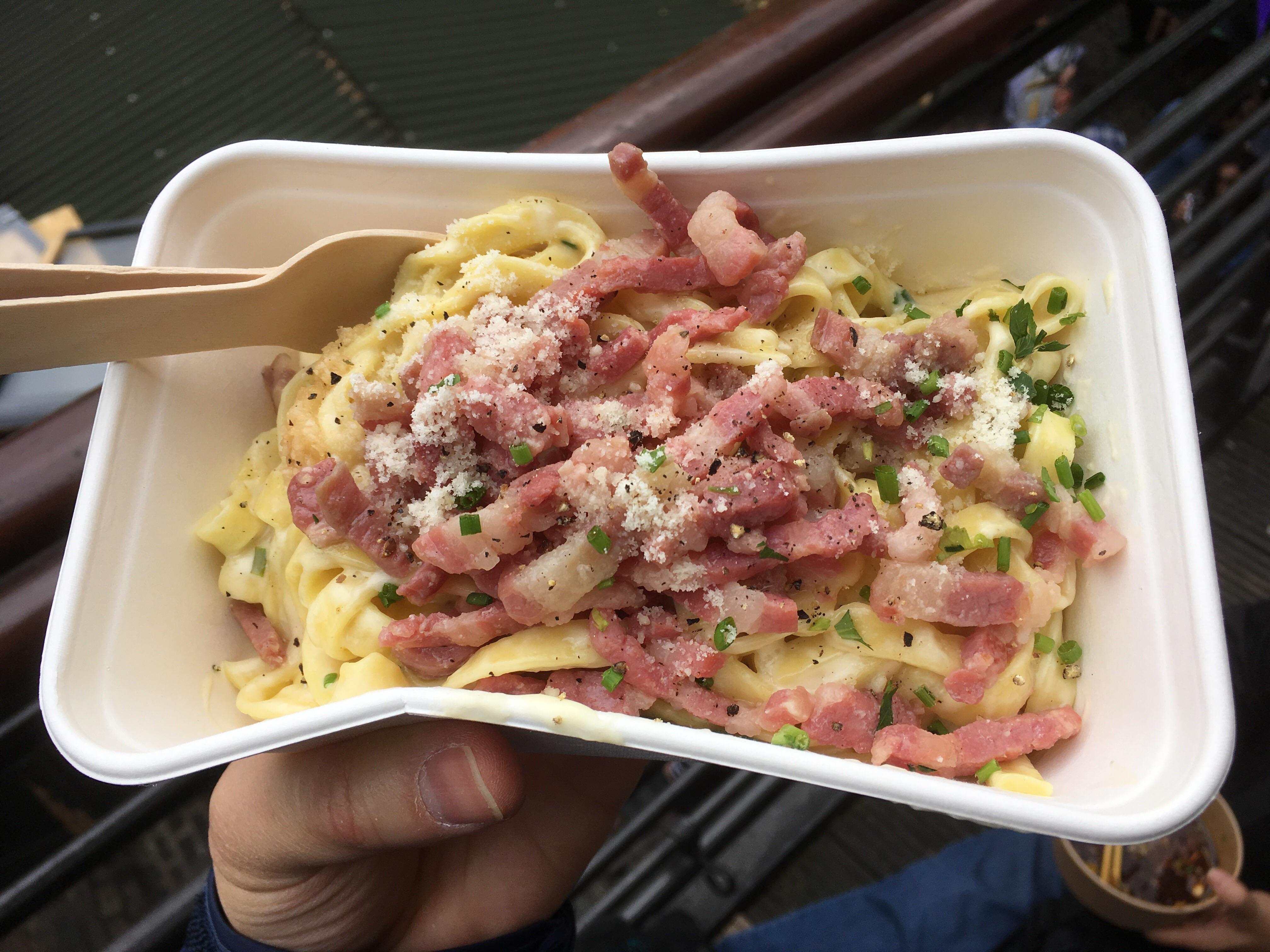 Memories of London Fettuccine Alfredo with pancetta from the Cheese
