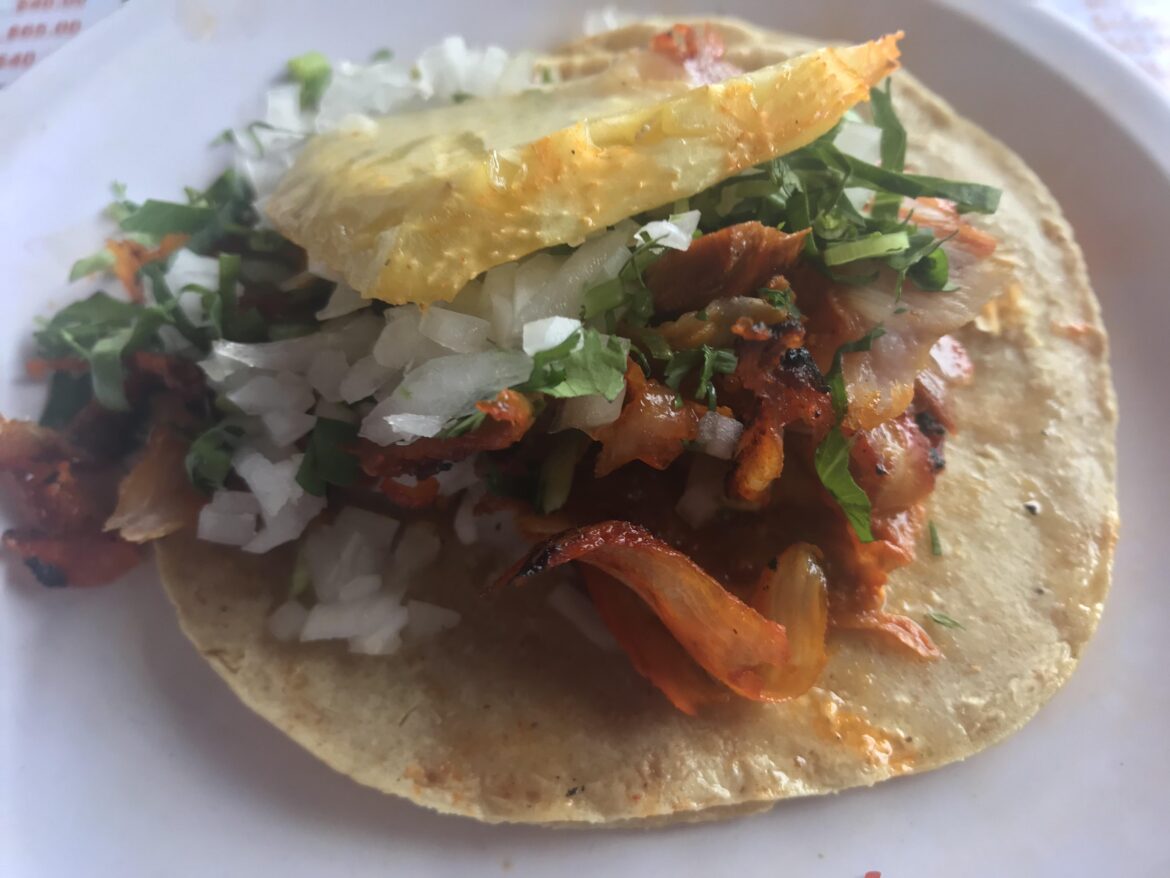 Taco de el pastor, Mexico City, 12 pesos.