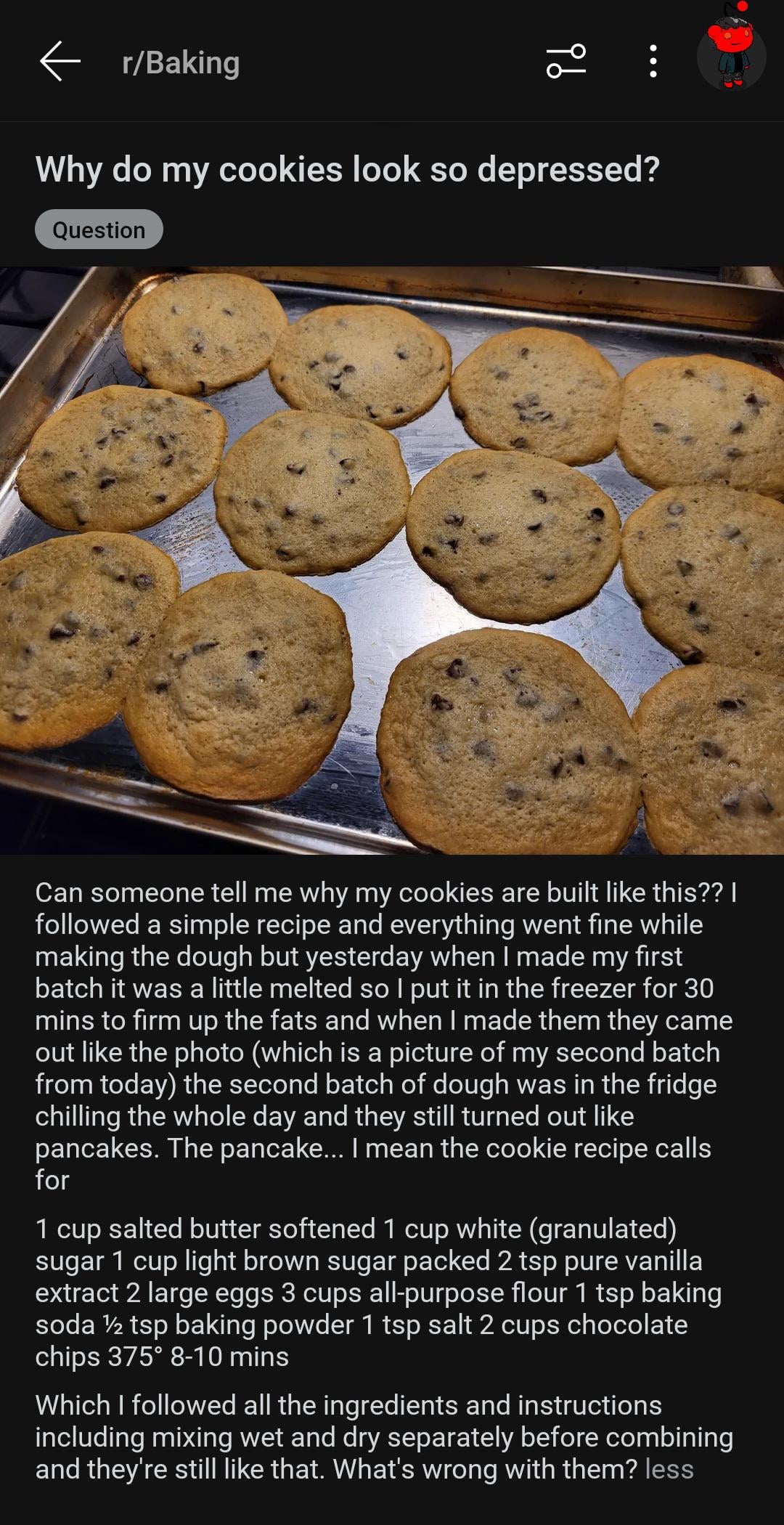 Update to Why do my cookies look so depressed? Dining and Cooking