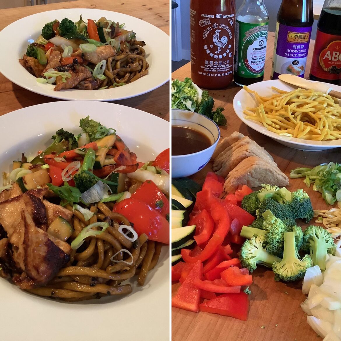 Shanghai noodles with veg and stir fry Inari.