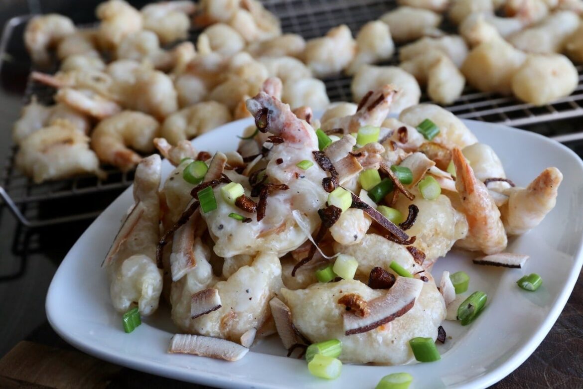 Crispy Fried Hawaiian Shrimp In A Creamy Coconut Sauce