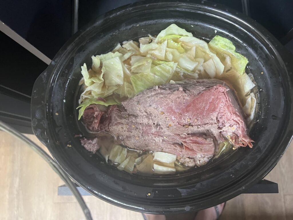First time making a corned beef brisket with cabbage..