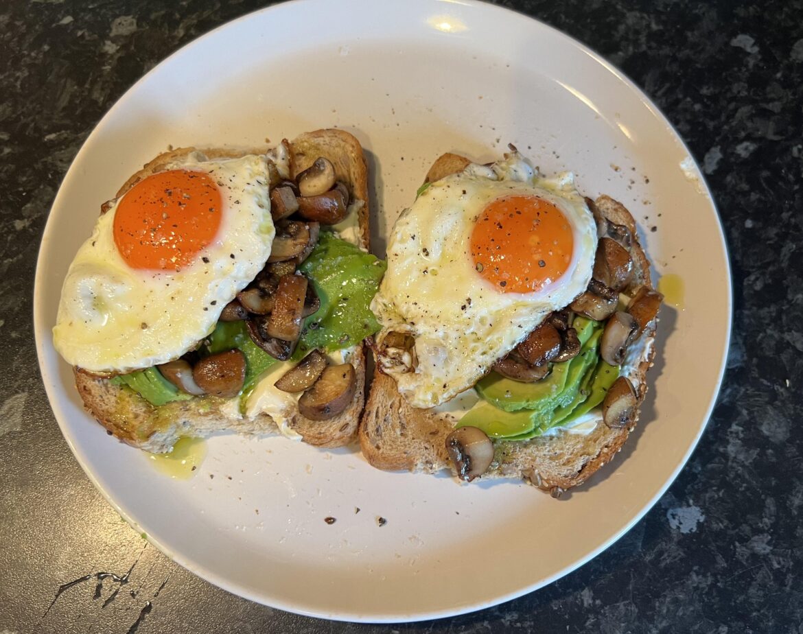 Avocado and mushroom toast