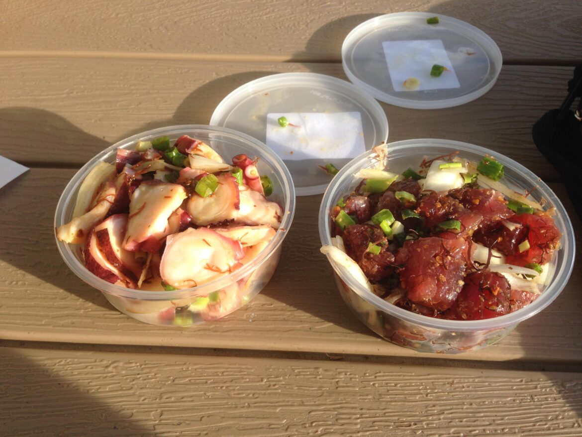 The best poké I've ever eaten; from Alicia's Mart, Oahu, Hawaii.