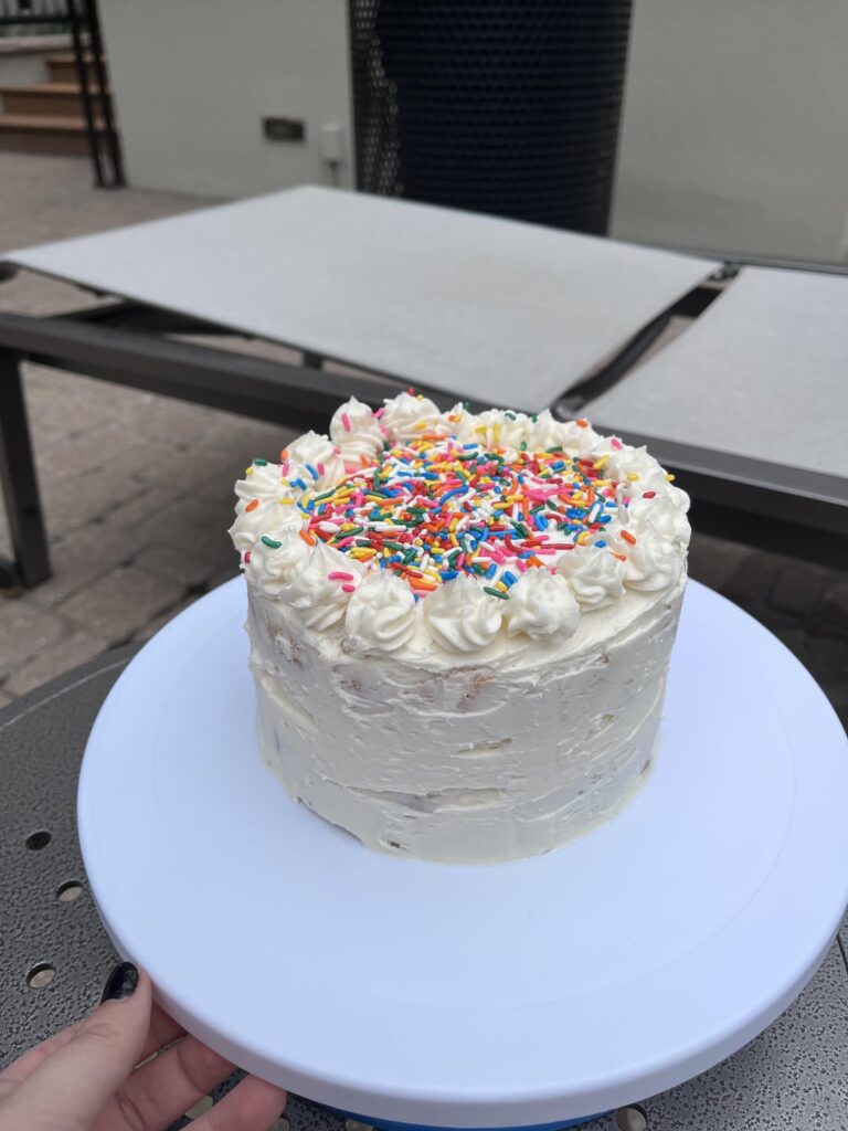 Used my cake decorating kit for the first time to throw together a last minute birthday cake!