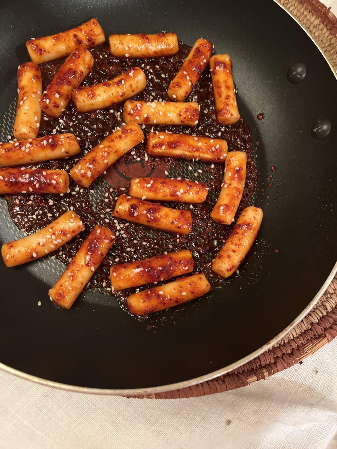 Pan fried Korean rice cakes