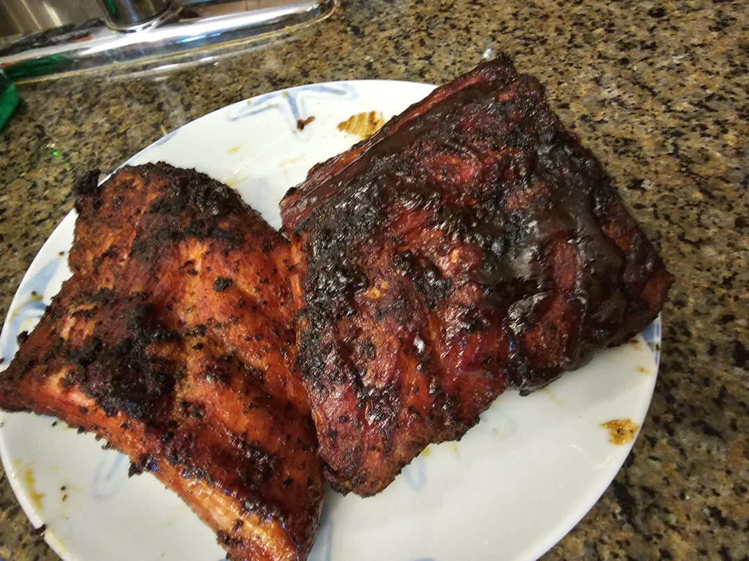 Cooked a rack of ribs over direct heat on the mini Dining and Cooking